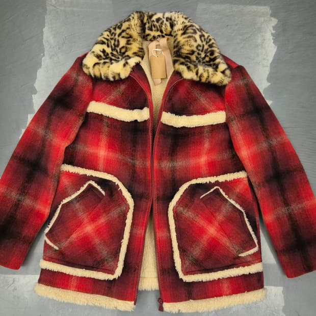 N 21 타탄체크 울 쉐르파 자켓
