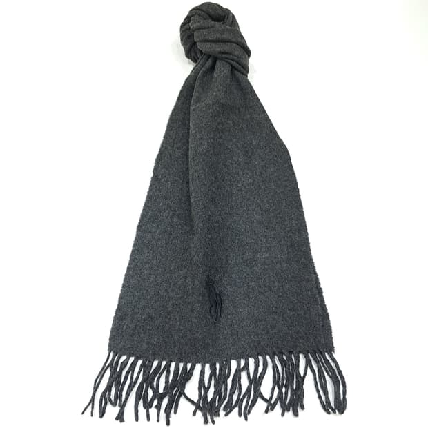 MX612 폴로 90s 이태리판 램스울 자수 차콜 머플러 목도리