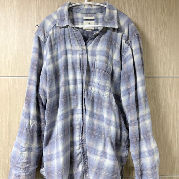 아메리칸 이글 하늘색 체크 셔츠