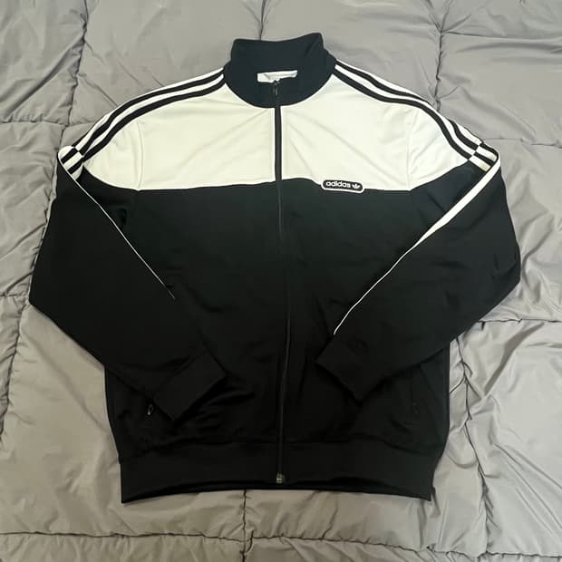 아디다스 검흰 오레오 트랙탑 빈티지 져지 L