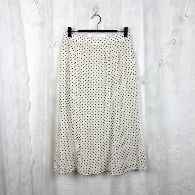 Polka Dot Linen Blend Midi Skirt