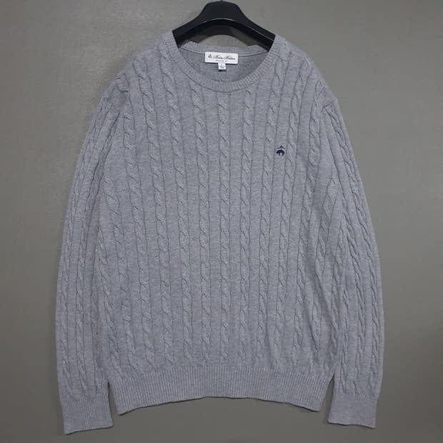 105) 브룩스브라더스 신형 22ss 케이블 니트 꽈배기 스웨터 그레이