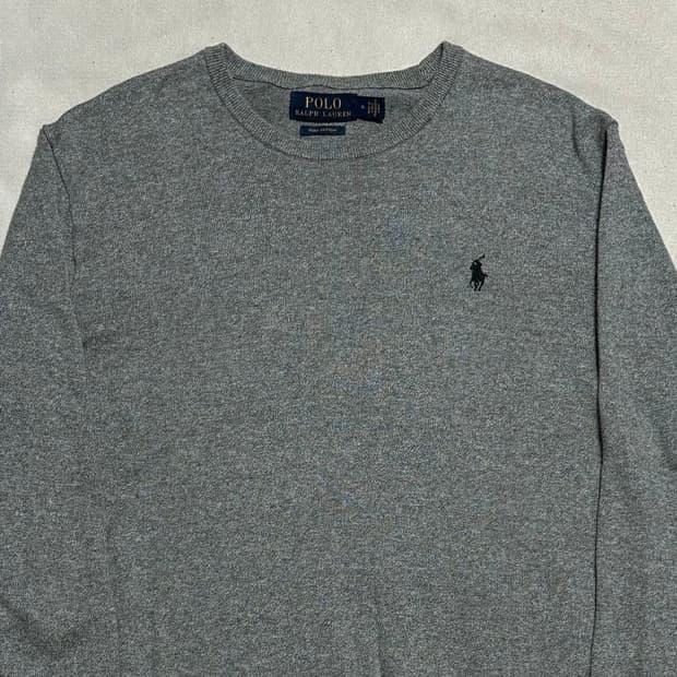 M 폴로랄프로렌 블랙 포니 그레이 피마 코튼 니트