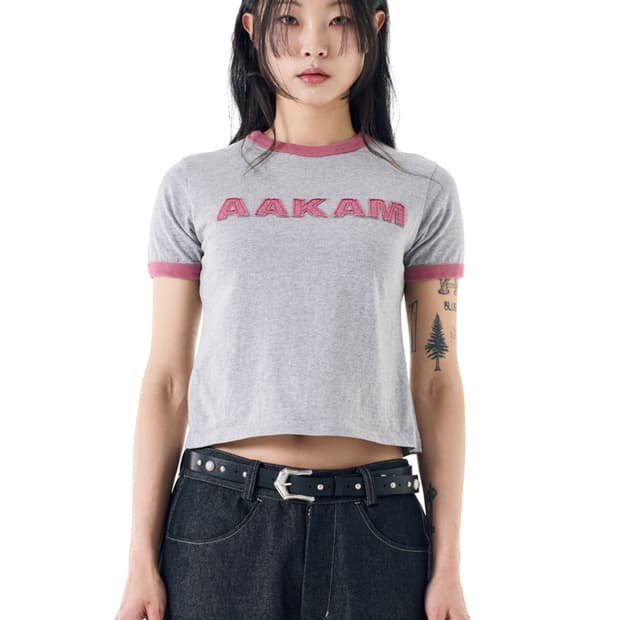 [1] 아캄 로고 패치 링거 탑 핑크