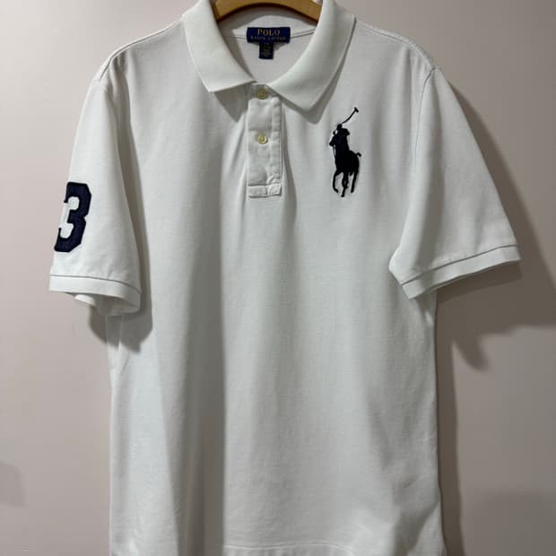 폴로 랄프로렌 블랙빅포니 화이트 반팔티  14-16 L 90사이즈 