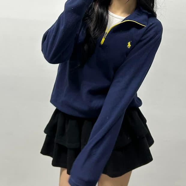 폴로 랄프로렌 네이비 플리스 하프집 폴리 반집업(M)