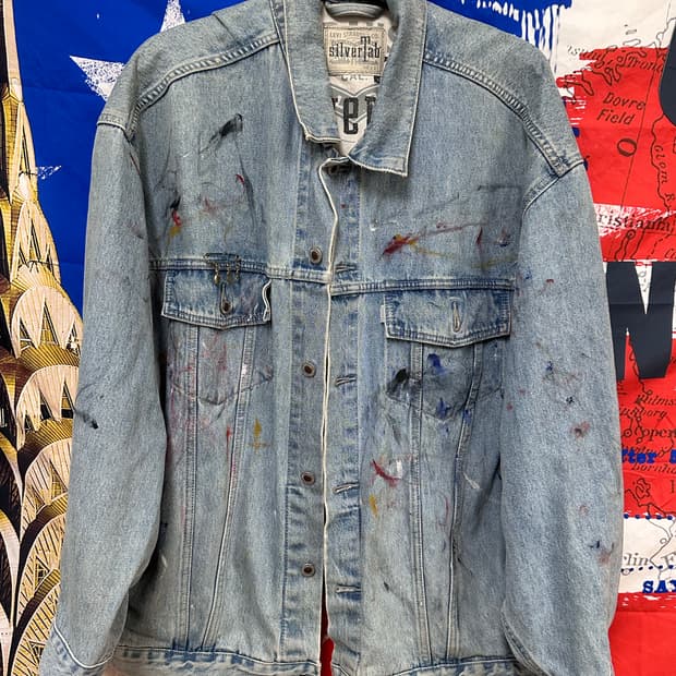 리바이스 실버탭 커스텀페인팅 오버핏 청자켓 XXL110