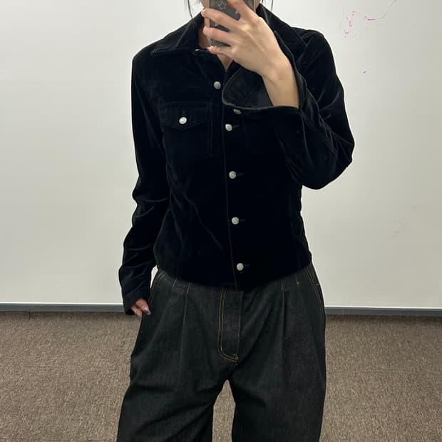 Gap 갭 벨벳 블랙 셔츠 자켓 