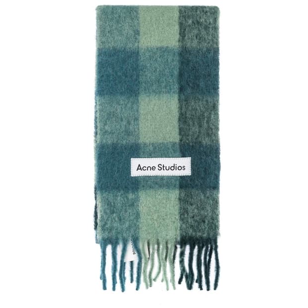 아크네스튜디오 모헤어 체크 머플러 그레이 그린 미시착 새제품 판매