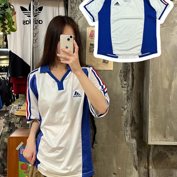 아디다스 90s 카라 축구 져지 화이트  #csz630