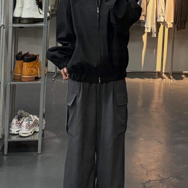 앤드모어 투웨이 크롭 블루종재킷 A2090
