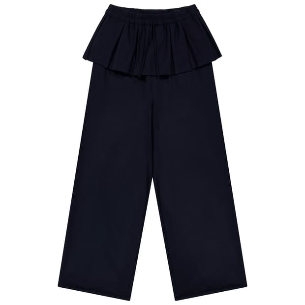 새상품 코이세이오 플리츠 오버 울 팬츠 네이비