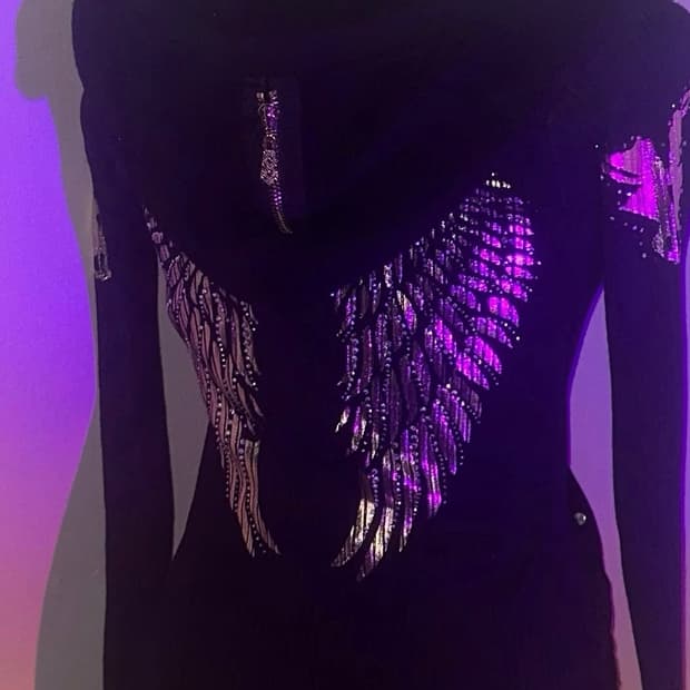 갸루 오네갸루 백 윙 금장 스터드 후드집업