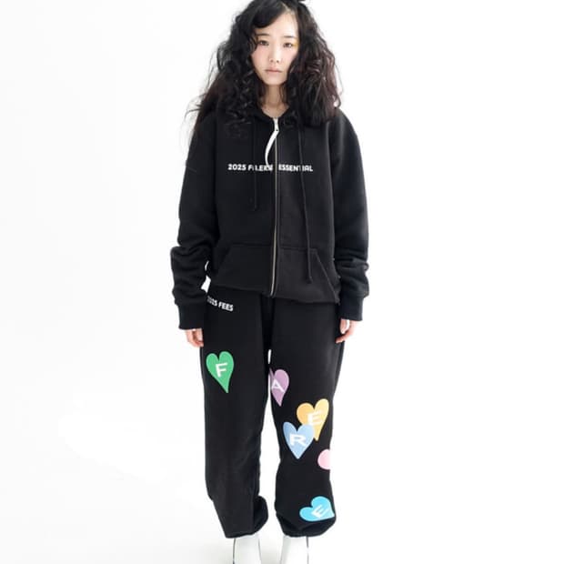 샵페어리 하트 벌룬 후드집업 블랙