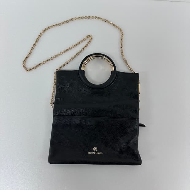 마이클코어스 블랙 레더 로지 토트백 크로스백