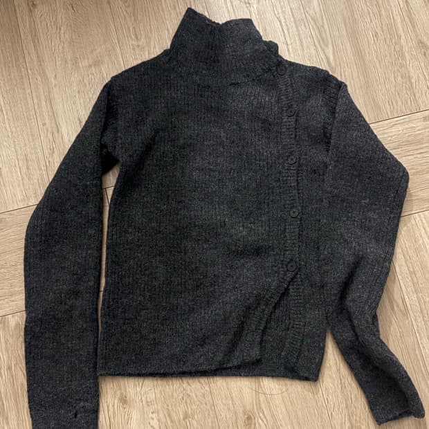 미세키서울 사이드 버튼 니트 차콜