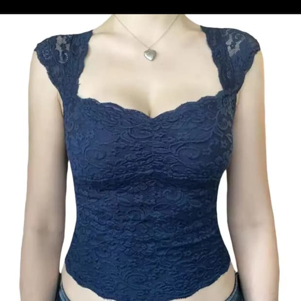 네이비 레이스 반팔티