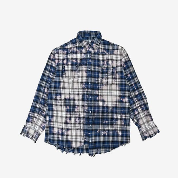그레일즈 BLEACHED PLAID SHIRTS [BLUE] 