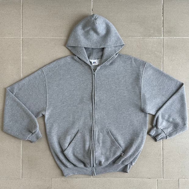 00s 빈티지 러셀 후드집업 그레이 L