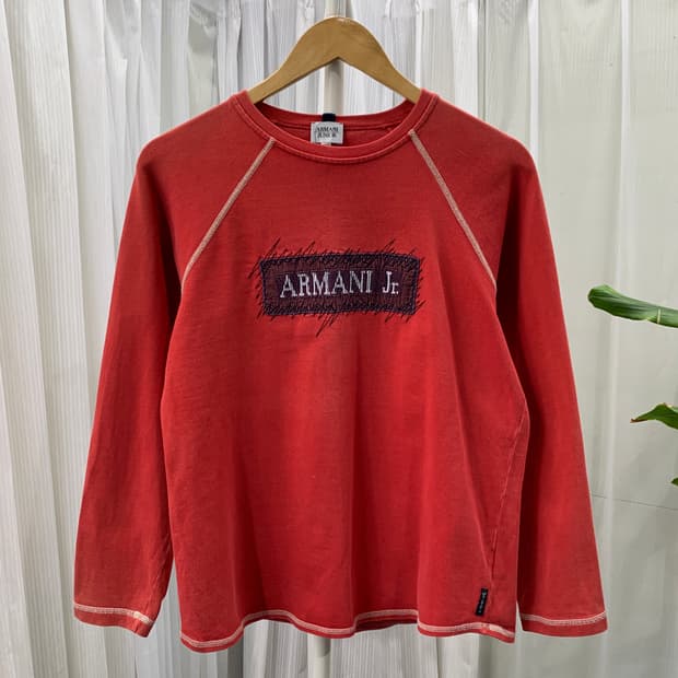 아르마니 주니어 빈티지 스티치 긴팔 티셔츠  1897