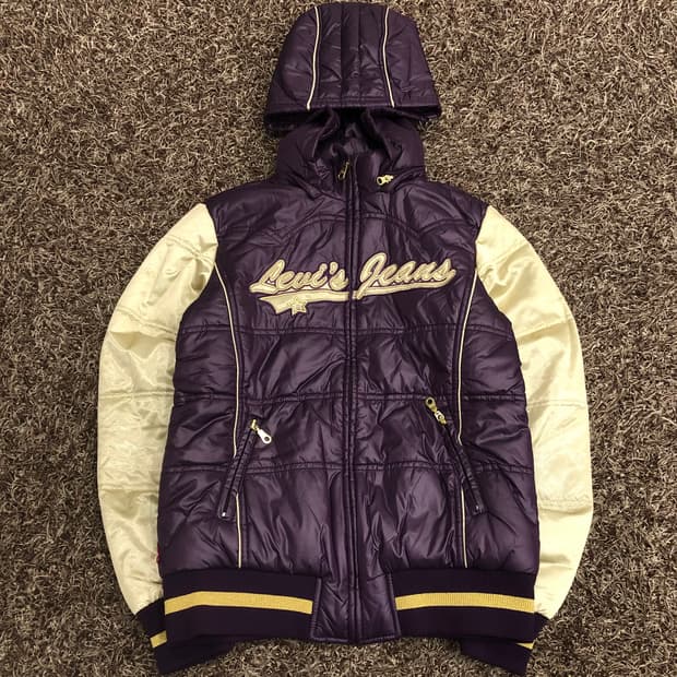 리바이스 퍼플 후드 패딩 점퍼
