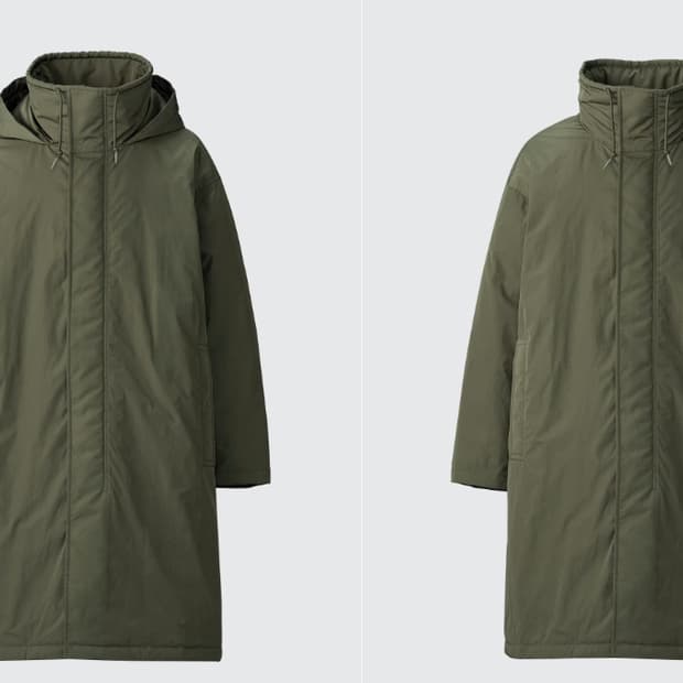 유니클로c 후드코트 s사이즈 올리브