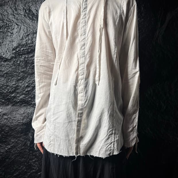 Askyy 21SS Cut Off Collarless Shirt Whit