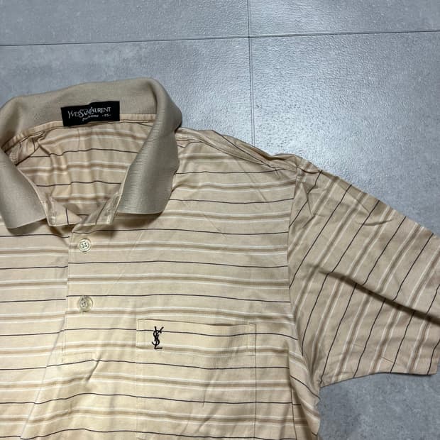 [M] 정품 입생로랑 YSL 카산드라 로고 스트라이프 반팔 카라티