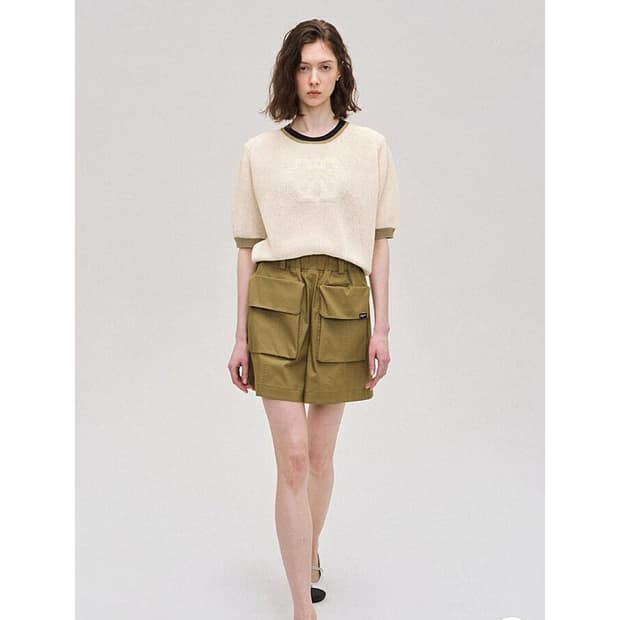 시스템 23 컬러라인 레터링 패치 니트