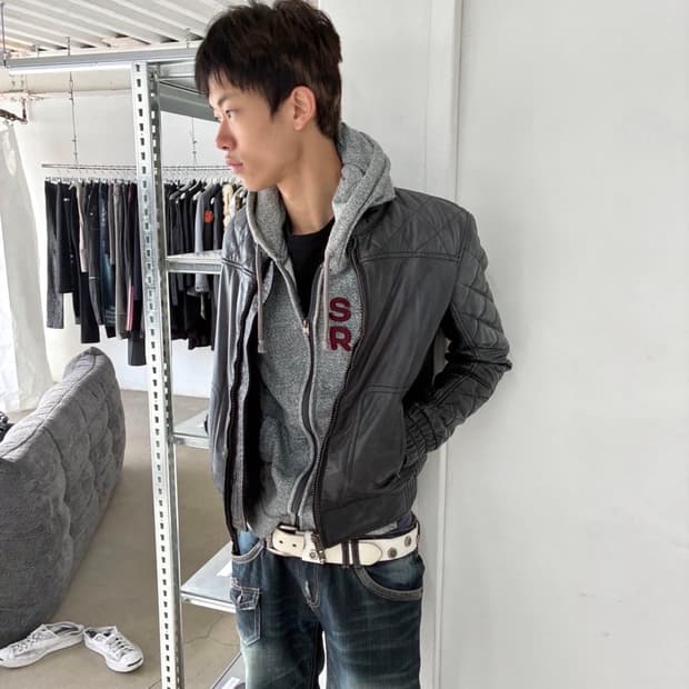 조르지오 브라토 바이커 레더 자켓