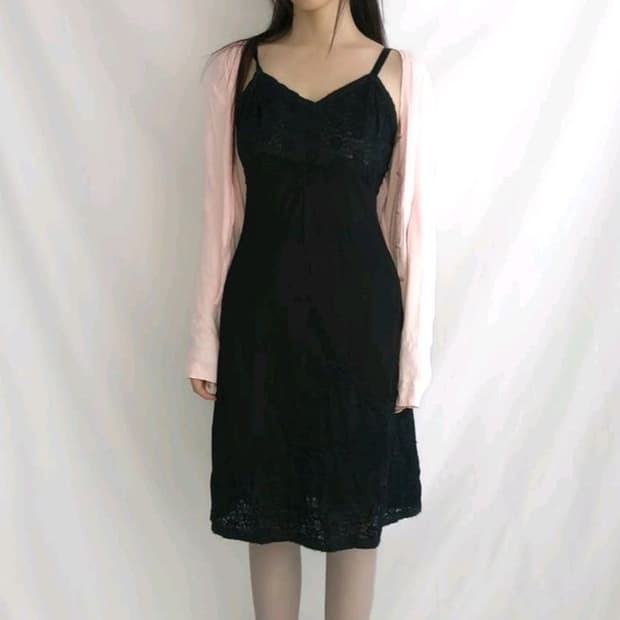 이알로이지 블랙 슬립 드레스 