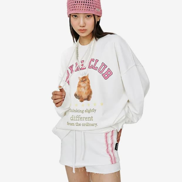 오드원아웃 lace line sweat skirtpants white