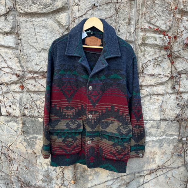 90s 울리치 빈티지 usa 나바호 문양 울 웨스턴 코트 m