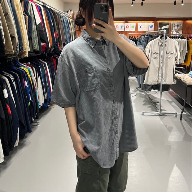 빈티지 반팔 워크 셔츠