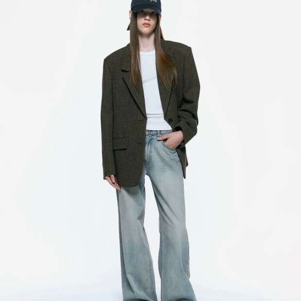 인사일런스 우먼 로우 웨이스트 와이드 진 2 WASHED BLUE