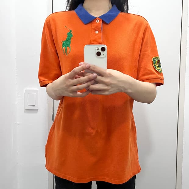 폴로 빅포니 오렌지 주황색 인디언 반팔 티셔츠