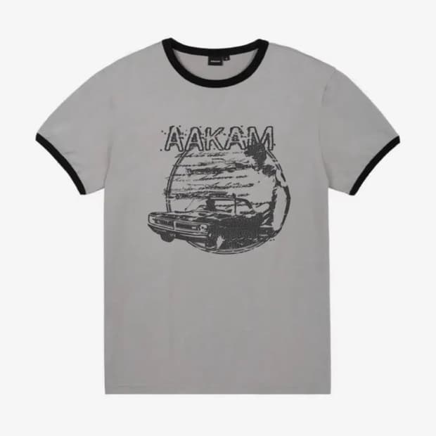 아캄 반팔 Cracked Car Ringer Top (Gray)
