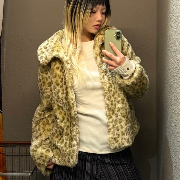 일본빈티지 레오파드 퍼자켓