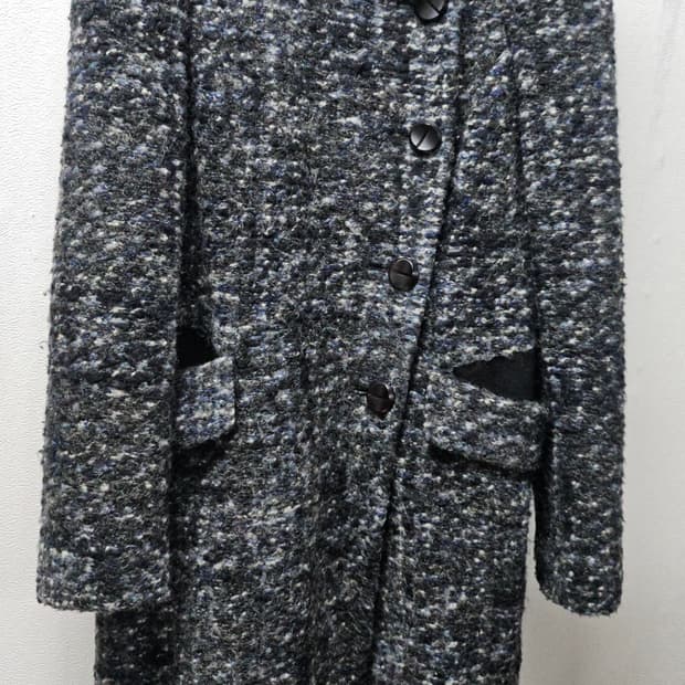 CC Collect 트위드 코트 블랙 모 롱 자켓  90