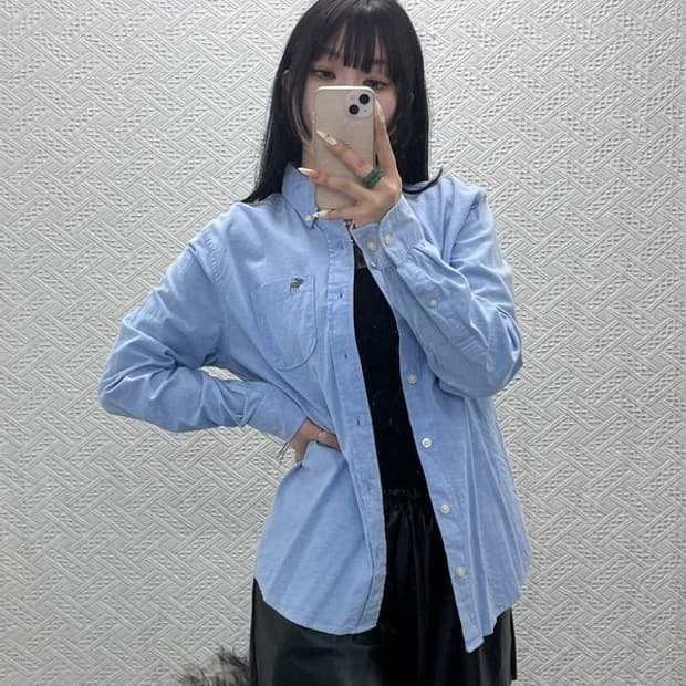 아베크롬비 빈티지 캐주얼 컨트리 연하늘 셔츠 S C09439