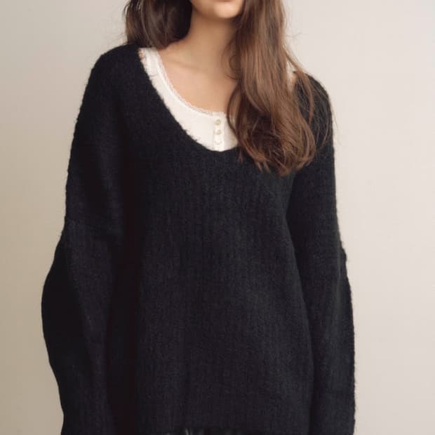 오브네어 스무스 알파카 니트 블랙