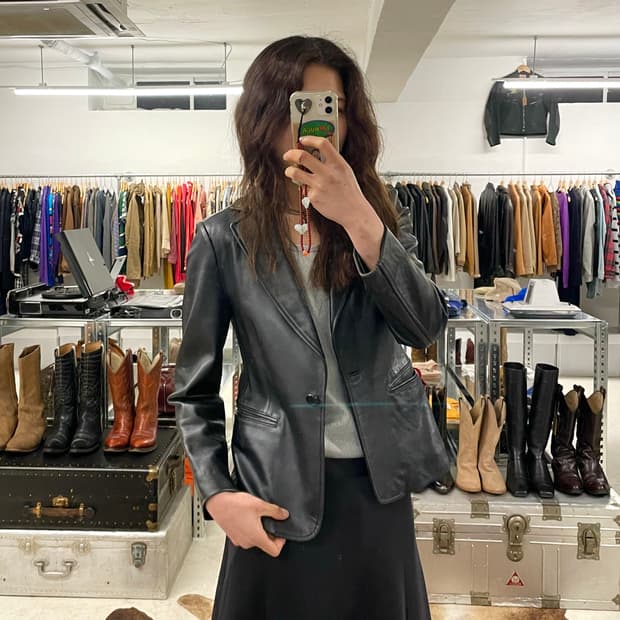 VTG leather blazer jacket 양가죽 레더 마이 자켓