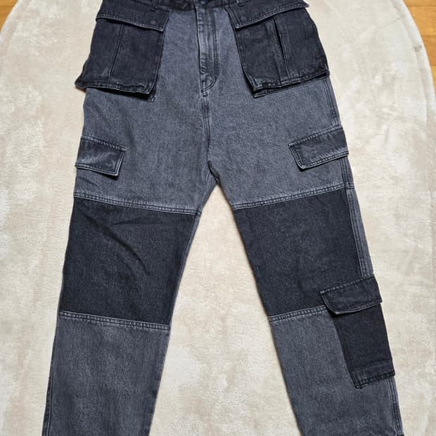 46] 준지(Juun.J) 블랙 믹스 데님 카고 팬츠 (JC9X21PD2