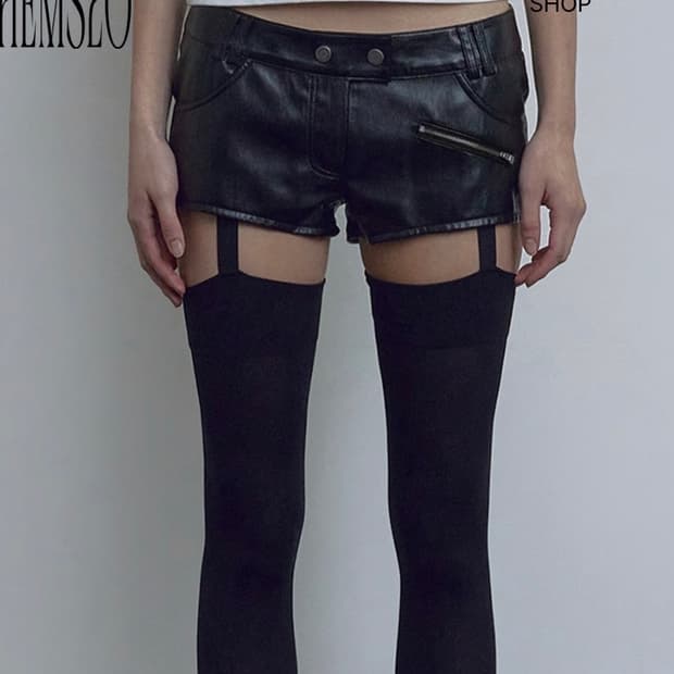 보헤미안서울 레더 마이크로 쇼츠 블랙 3사이즈