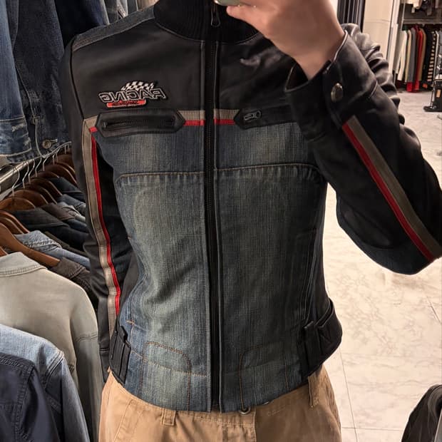 (M/정품) EXR 레이싱 데님 가죽 자켓 a1