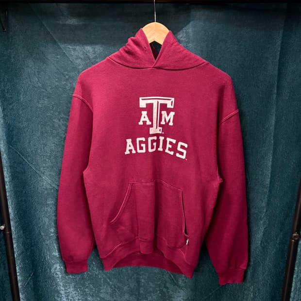 (S) 00s 러셀 버건디 프린팅 후드티