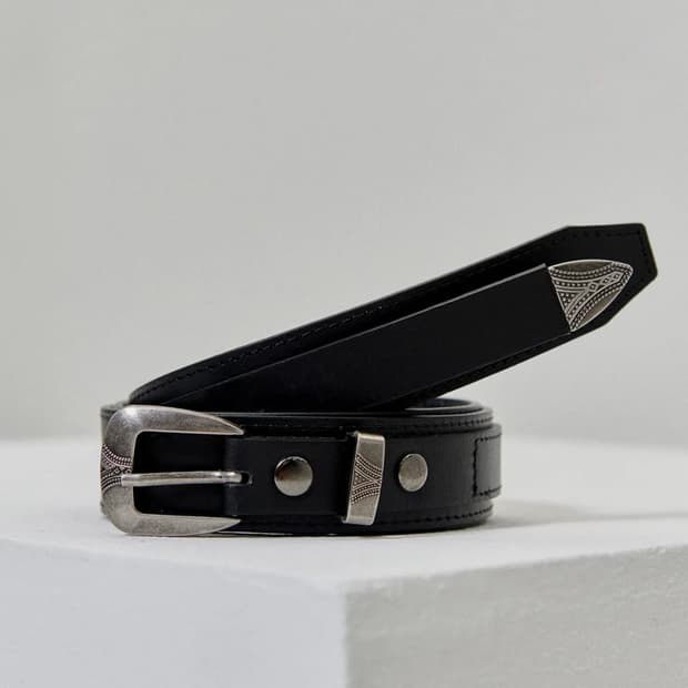 도프제이슨 미니멀 레이어드 하드레더 벨트