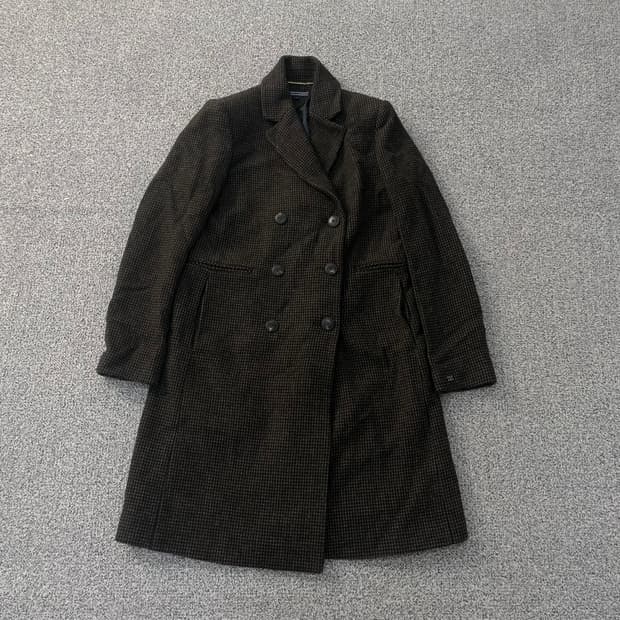 XS 타미힐피거 체크 더블 롱 코트 0304S1