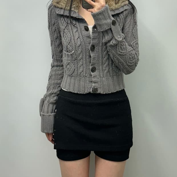 Vintage 빈티지 울 케이블 니트 버튼 가디건