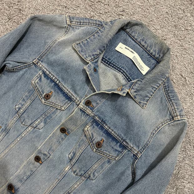 [90-95] 오프화이트 11주년푸시아슬림핏 데님자켓